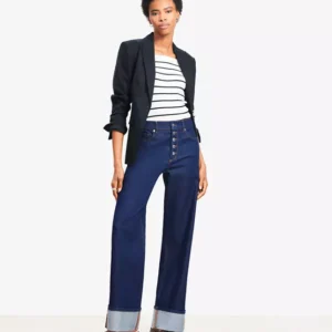 Cuffed High Rise Wide Leg Jeans in Rinse Wash