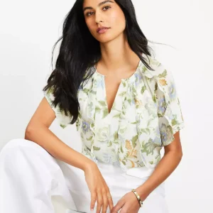 Floral Ruffle Flutter Sleeve Top