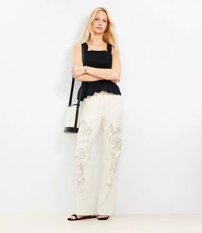 Mid Rise Relaxed Straight Jeans in Ecru