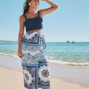 Petite Tiled Wrap Midi Skirt