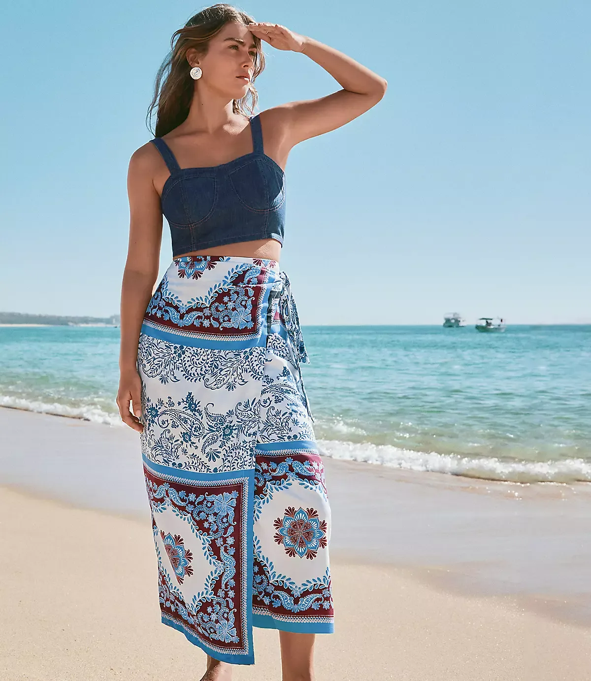 Petite Tiled Wrap Midi Skirt