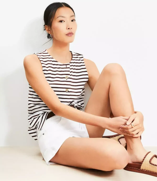 Striped Henley Tank Top